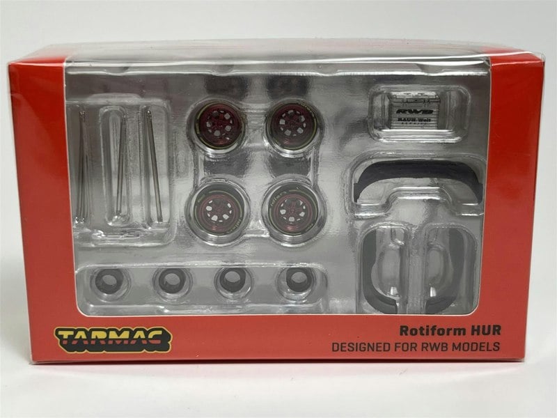 Tarmac Rotiform HUR 8 Piece Set Chrome Red 1:64 Tarmac Works T64W006RD