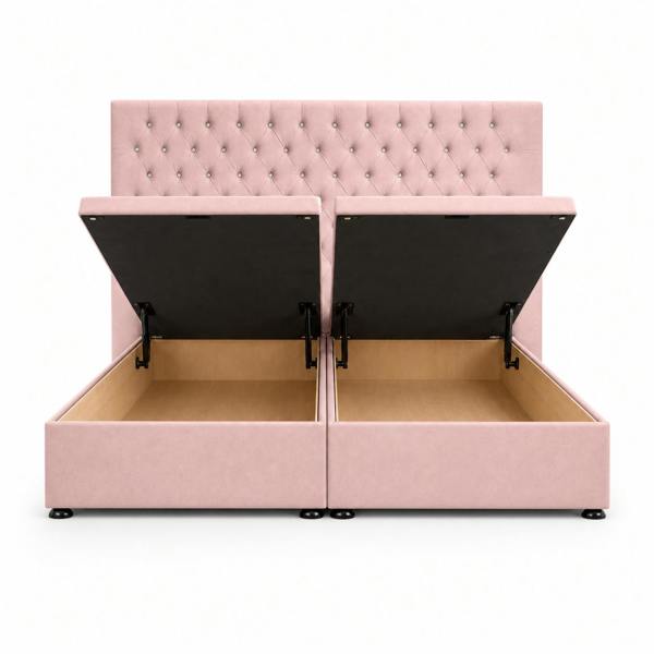 Great British Beds Topaz Winged Divan Ottoman Bed - Pink Plush