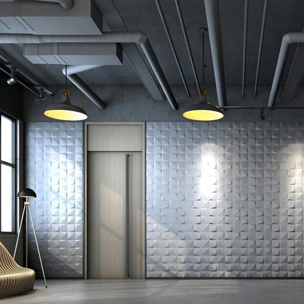 ENER-J Luxury Angular 3D Grid PU Leather Wall Panels - 60x60cms, 10mm Thickness Size 600 x 600 mm (Pack of 4)