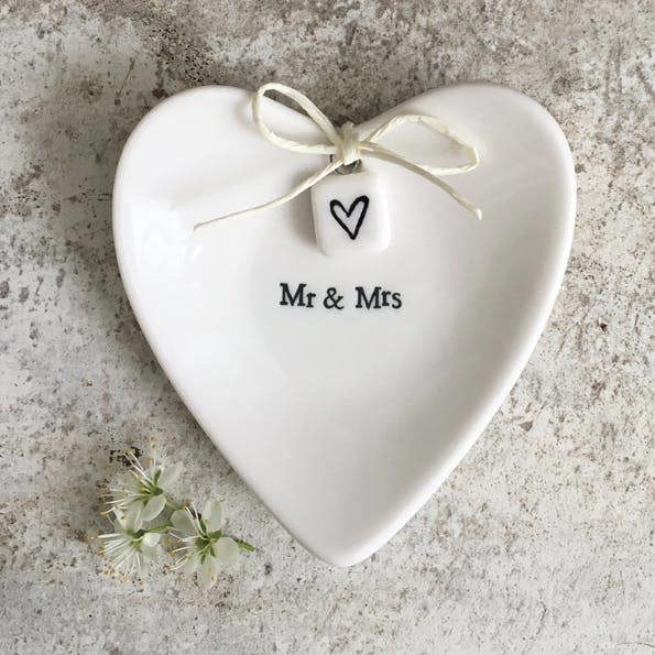 Porcelain Heart Dish – “Mr & Mrs” Wedding or Anniversary Gift
