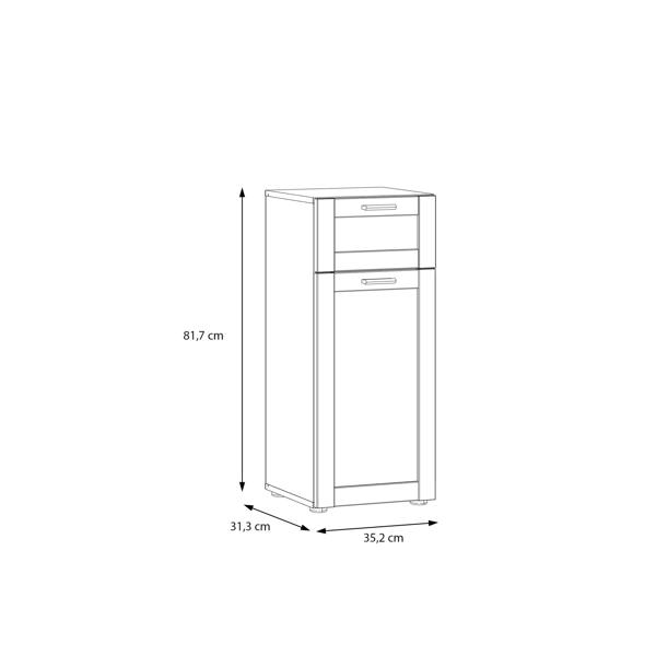 Furniture To Go Lokko Bathroom Storage Unit with 1 Door & 1 Drawer with Silver Handles in White