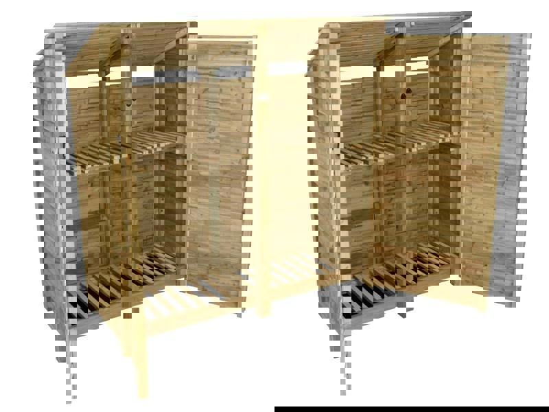 Arbor Garden Solutions Wooden Log Store (Roof Sloping Back) with Doors and Shelf W-187cm, H-126cm or 180cm, D-88cm