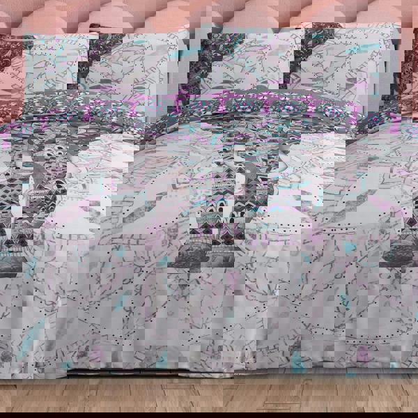 Smart Living Reversible Polycotton Elephant Mandala Duvet Cover and Pillowcase Set - Purple