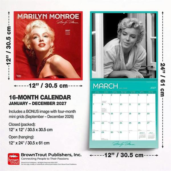 Marilyn Monroe Faces Calendar 2027, Wall Calendars, Month To View, Entertainment, Gift