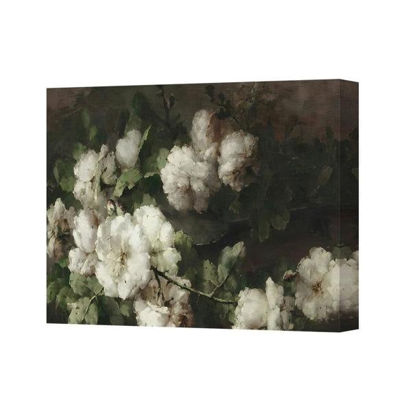 Benjamin Tate Design Elegant White Rose Canvas Wall Art Floral Painting 2967