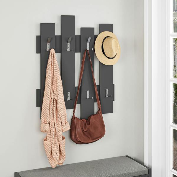 Decortie Wave Modern Wall-Mounted Coat Hanger with 8 Hooks 69 Width