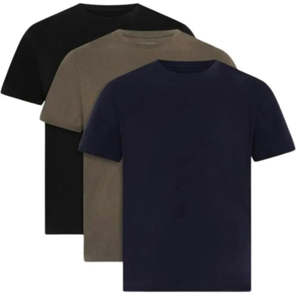 Ted Baker 3-Pack Cotton Stretch Crew-Neck T-Shirts, Navy/Khaki/Black
