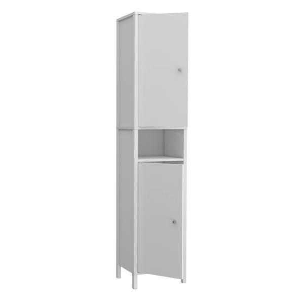 Furniture To Go Ipsarion High Cupboard with 2 Doors & Silver Handles in White
