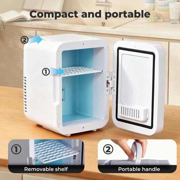Spector Mini Fridge Portable Cooler Warmer with Mirror 5L for Bedroom Office Car