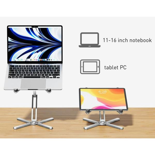HAAY TOOLS Premium Aluminium Laptop Stand, Adjustable 360° Rotating Laptop Riser for Desk 10–18" MacBook, Dell, HP