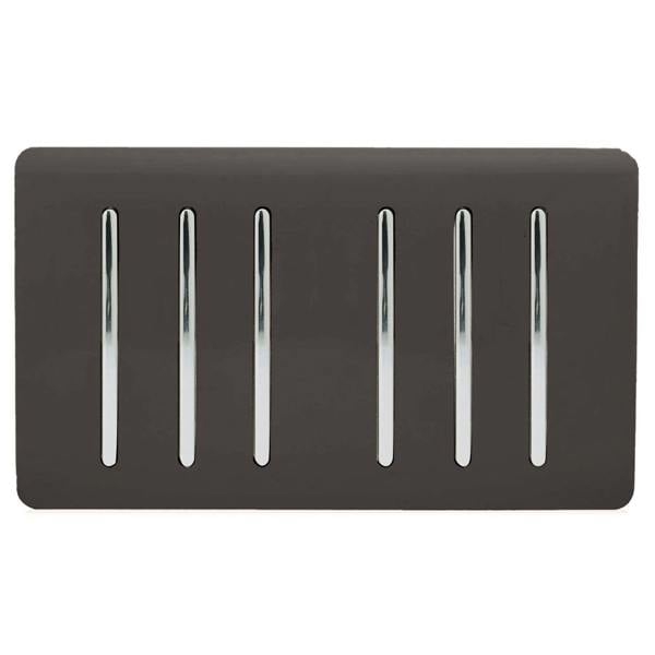 Trendi Switch 6 Gang 1 or 2 Way Light Switch in Dark Mocha Brown
