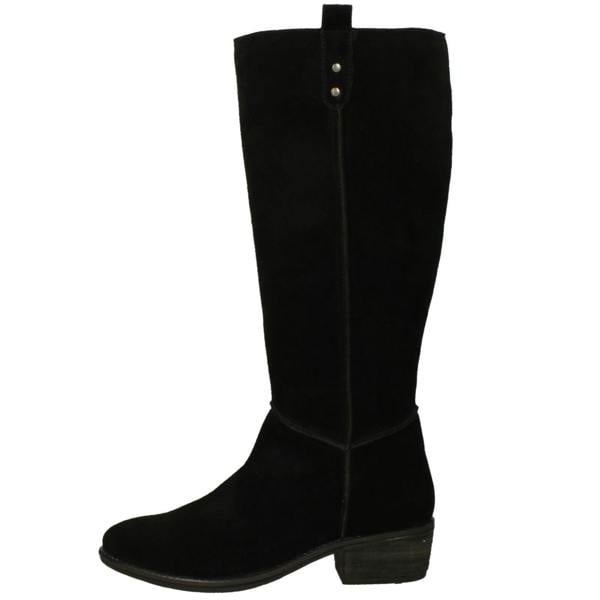 Spot On Ladies Low Cuban Heel Suede Leather High Leg Boot with Inside Zip F51230
