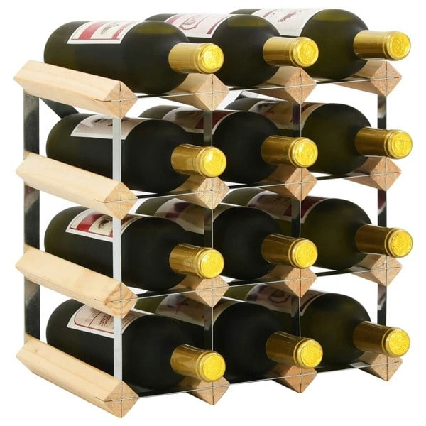 Berkfield Wine Rack for 12 Bottles Solid Pinewood
