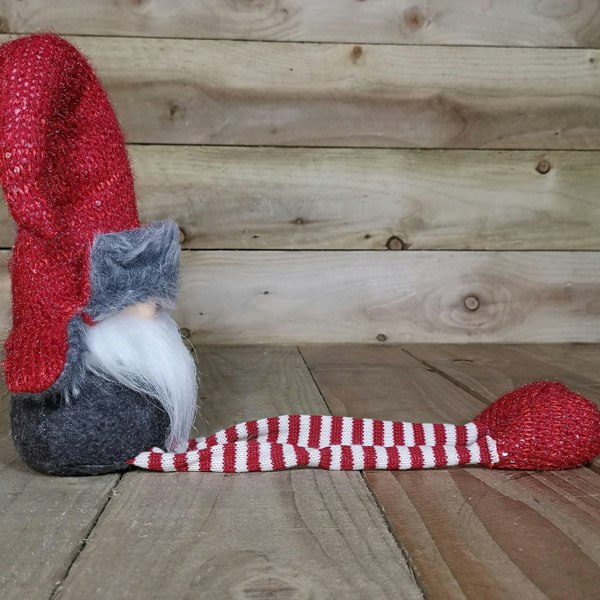 Samuel Alexander 72cm Lit Plush Christmas Gonk with Dangly Legs & Aviator Hat in Red & Grey
