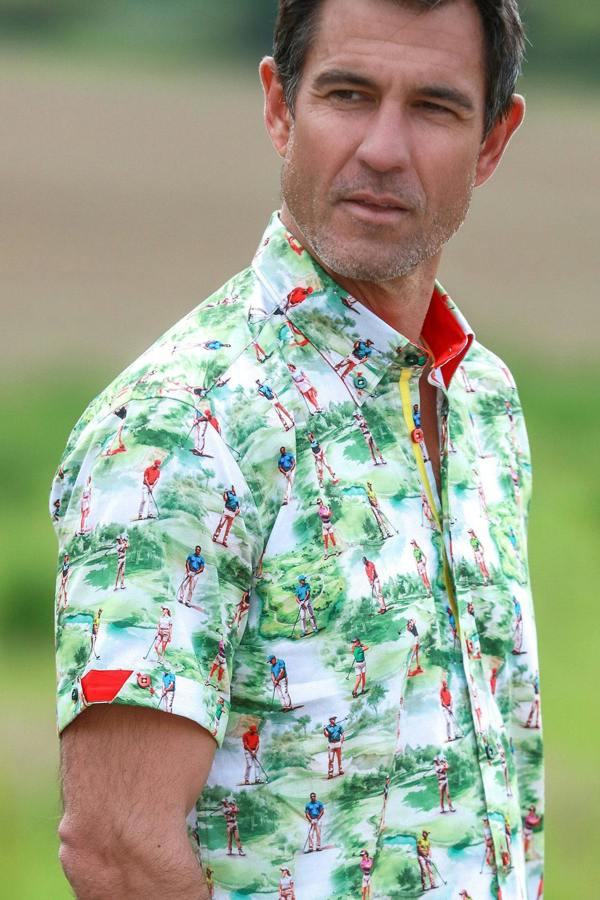 GOLF FAIRWAY PRINT SHORT SLEEVE SHIRT – Premium Men's Patterned Shirt by Claudio Lugli | Bold Design, Tailored Fit, Best Printed Shirts
