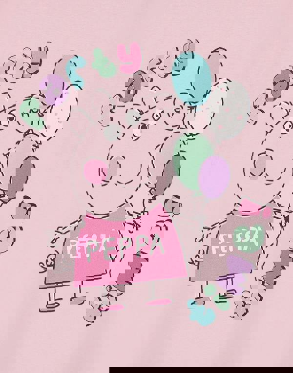 Peppa Pig Girls Pink Party Time Short Sleeved T-Shirt