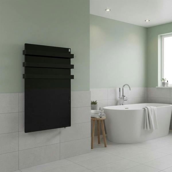 Mirrorstone Heating 900W Quartz Glass Wi-Fi Towel Rail Infrared Heating Panel (Available in Black or White) - Electric Panel Heater