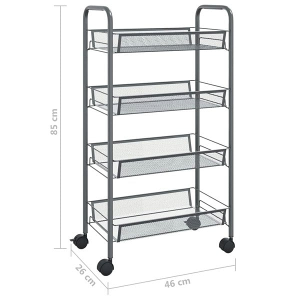 Berkfield 4-Tier Kitchen Trolley Grey 46x26x85 cm Iron