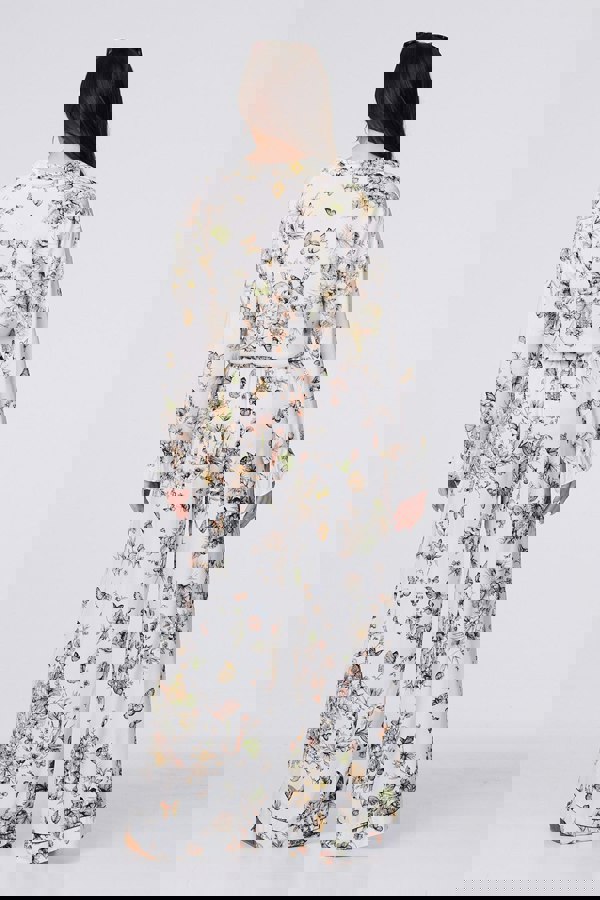 Beige | Butterfly Print Long Sleeve Shirt