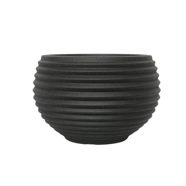 Oslo Round Ribbed Plant Pot 29 x 19cm 9L - Black