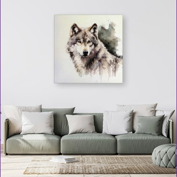 Warren Reed Loyal Wolf Watercolour Canvas