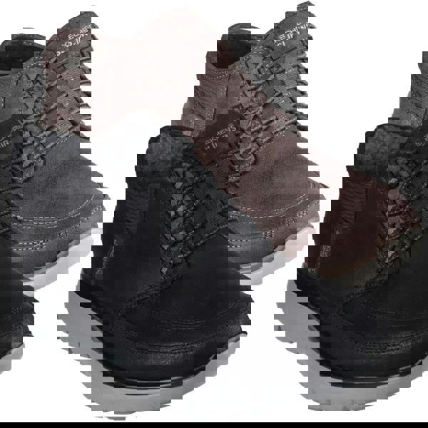 Skechers Summits Siegul Mens Slip-Ins Casual Smart Ankle Chukka Boots, black and brown casual ankle boots with slip-on design and cushioned soles.