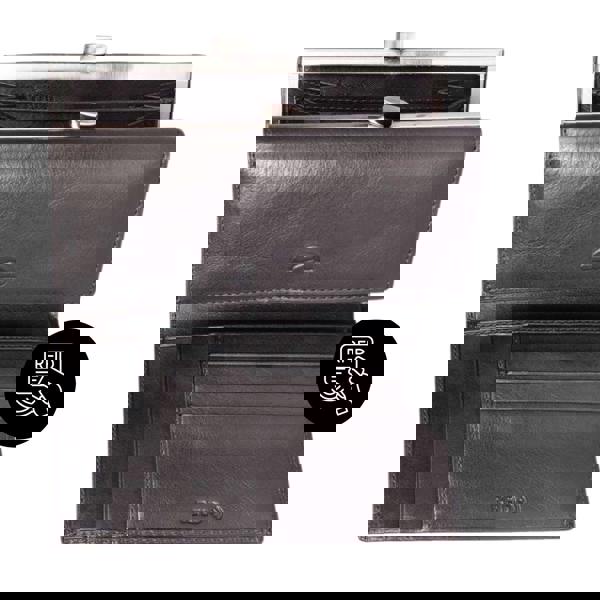 Mala Leather Tony Perotti Italian Leather Trim Fold Purse