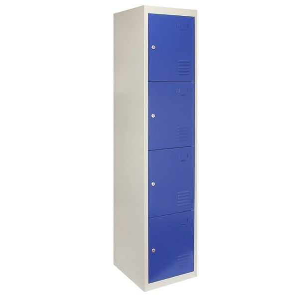 Monstershop Metal Storage Lockers - Four Doors, Flatpacked, Blue