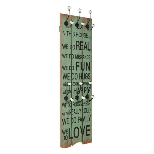 Berkfield Wall-mounted Coat Rack with 6 Hooks 120x40 cm HAPPY LOVE
