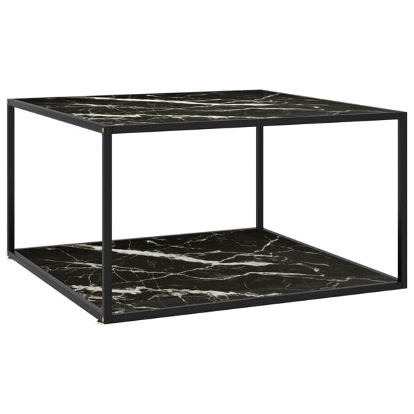 Berkfield Coffee Table Black with Black Marble Glass 90x90x50 cm