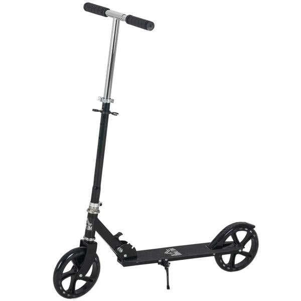 Black kids foldable kick scooter with adjustable handlebar and rear fender brake