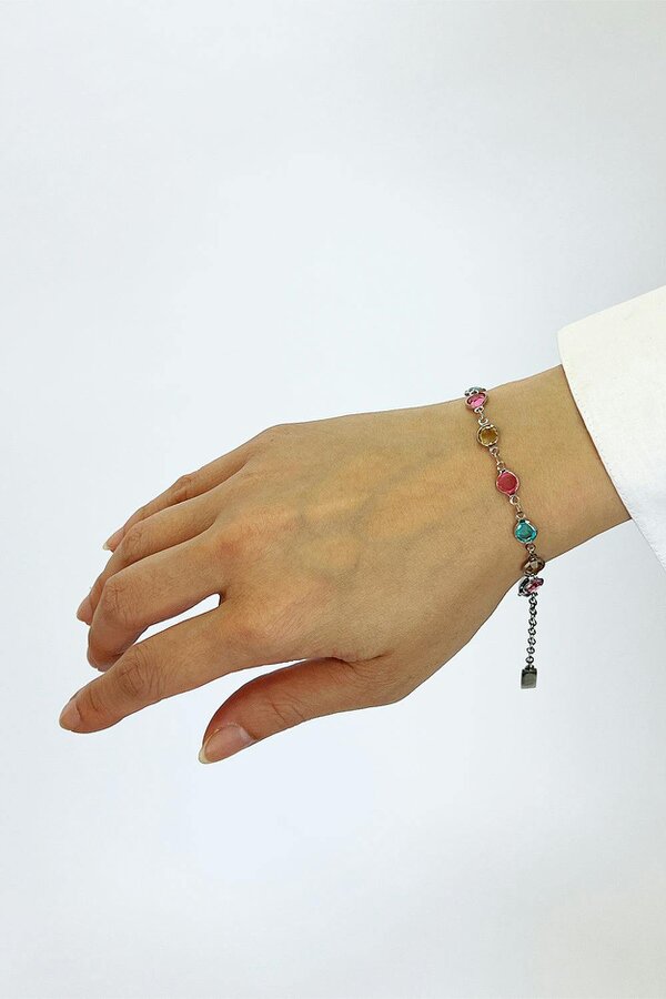 SVNX Round Crystal Necklace and Bracelet Set in Multi - Gift Boxed