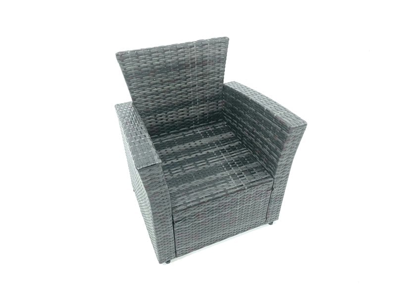 Fimous Outdoor Furniture Garden Dining Set Rattan Corner Sofa Set with 4 Footstools 2 Armchairs Dark Grey Mixed