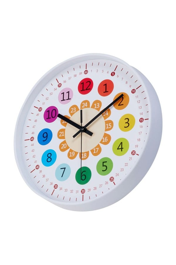 Living and Home 12-inch Brightly Coloured Dual-Scale Battery Operated Wall Clock