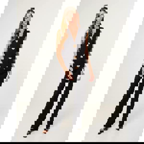 Blue Vanilla Two-Piece Set With Gold Button Details