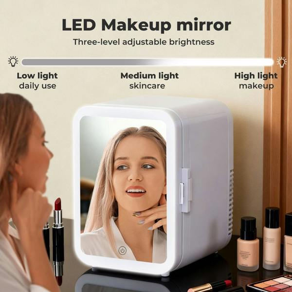 Spector Mini Fridge Portable Cooler Warmer with Mirror 5L for Bedroom Office Car