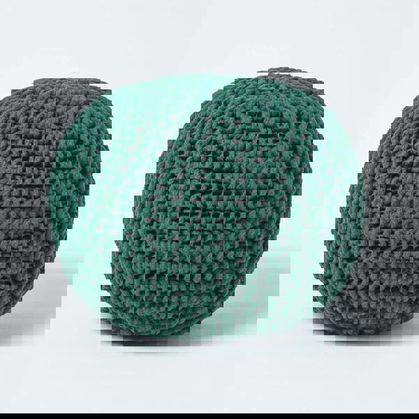 HOMESCAPES Round Cotton Knitted Pouffe Footstool Bean Filled Hand Knitted