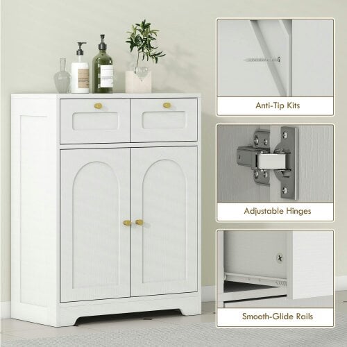 Wyld Haus Pareto Bathroom Floor Storage Cabinet With 2 Drawers White