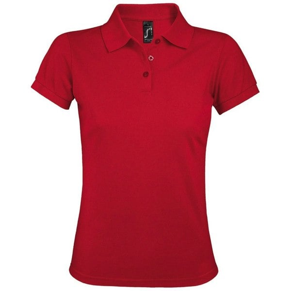 SOLs Womens/Ladies Prime Pique Polo Shirt - Red