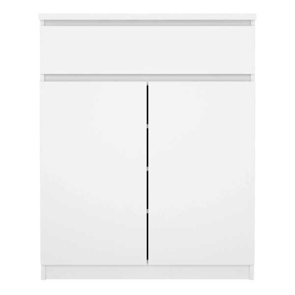 Wyld Haus Budapest White Wooden Tall Sideboard 1 Drawer 2 Doors