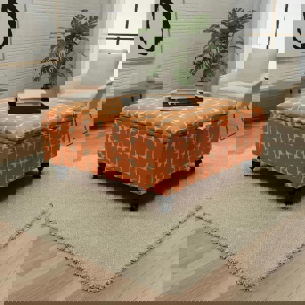 Artisan Crafted ottoman Square Pouffe with Wooden Legs – Refined Storage & Versatile Living - ISTOOLS