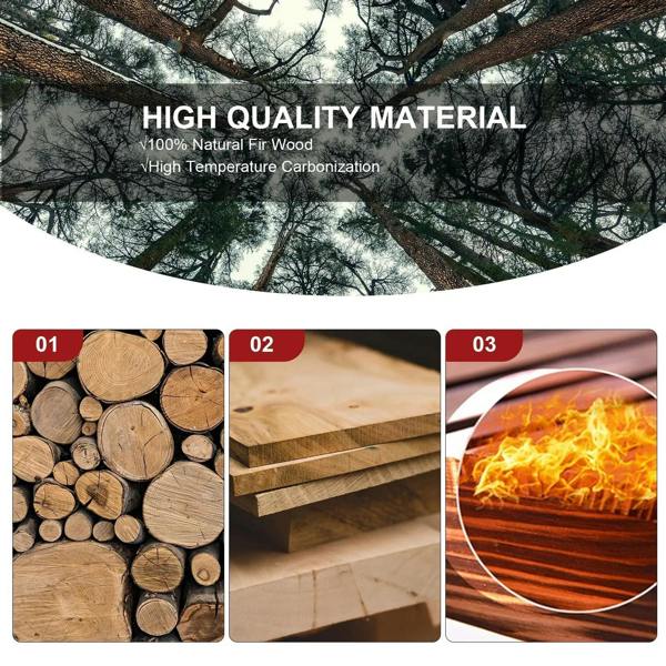 Carbonized wood logs material close-up for patio bench construction.