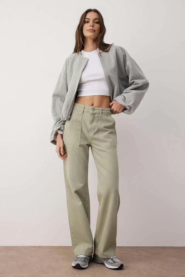 WOVCOR High Waist Wide Leg Jeans with Pocket Details