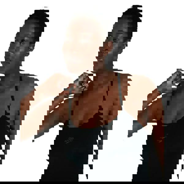 Black Speedo ECO Endurance+ Thinstrap Swimsuit with logo