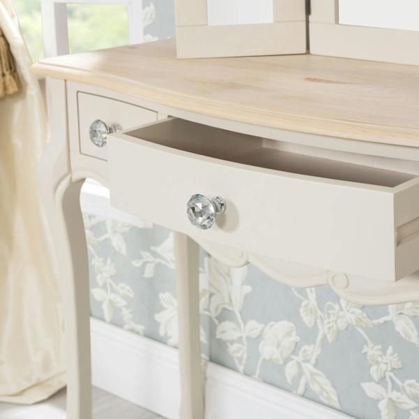 Statement Furniture Juliette French Dressing Table with Drawers and Crystal Handles