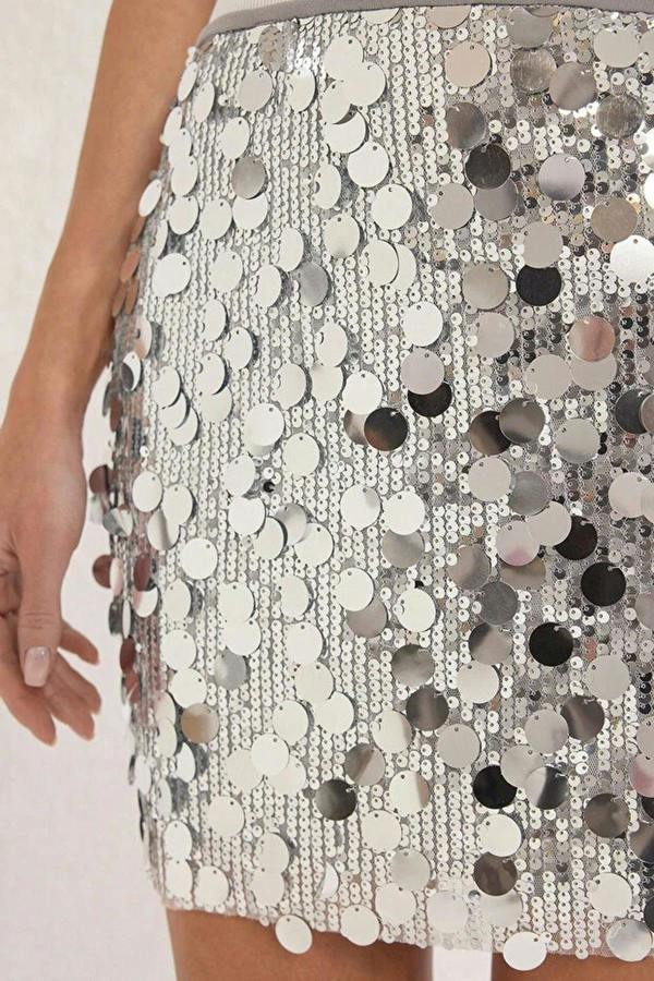 WOVCOR Glittery Sequin Chic Mini Skirt