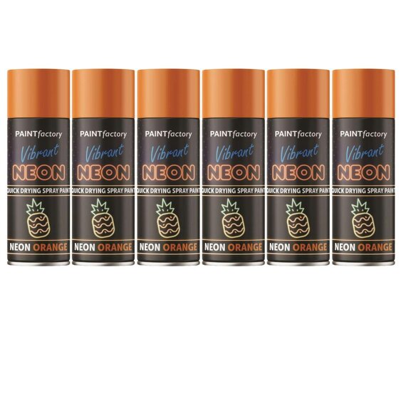 Paint Factory 6X  Fluorescent Neon Orange Spray Paint 200ml