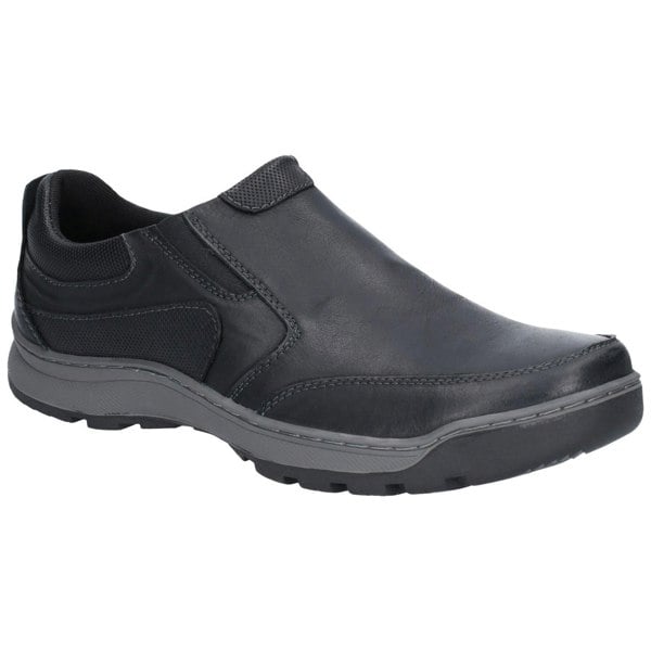 Hush Puppies Mens Jasper Slip On Leather Shoes - Black