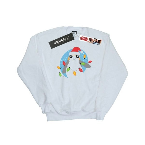 Star Wars Boys The Last Jedi Porg Christmas Lights Sweatshirt - White