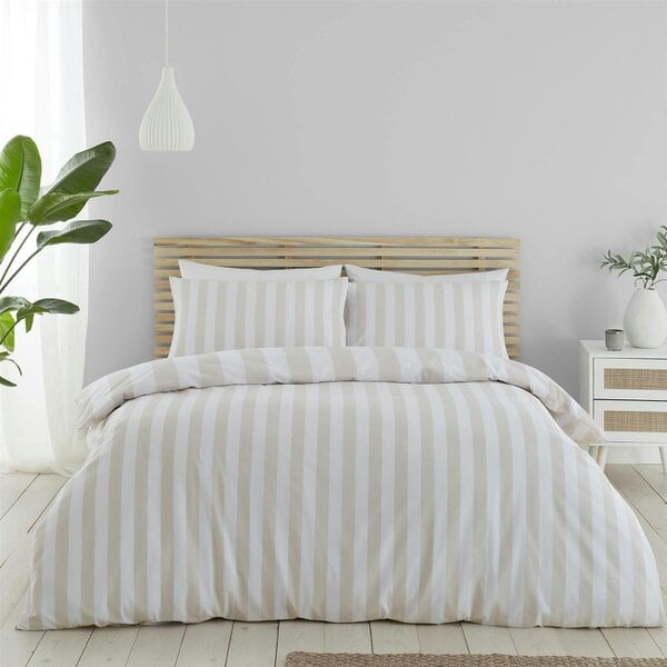 Cove Stripe Natural Duvet Cover Set